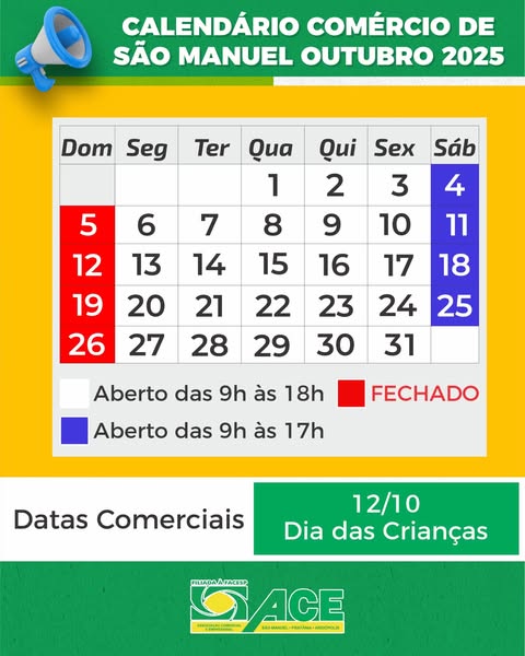 Calendário Mês de Outubro