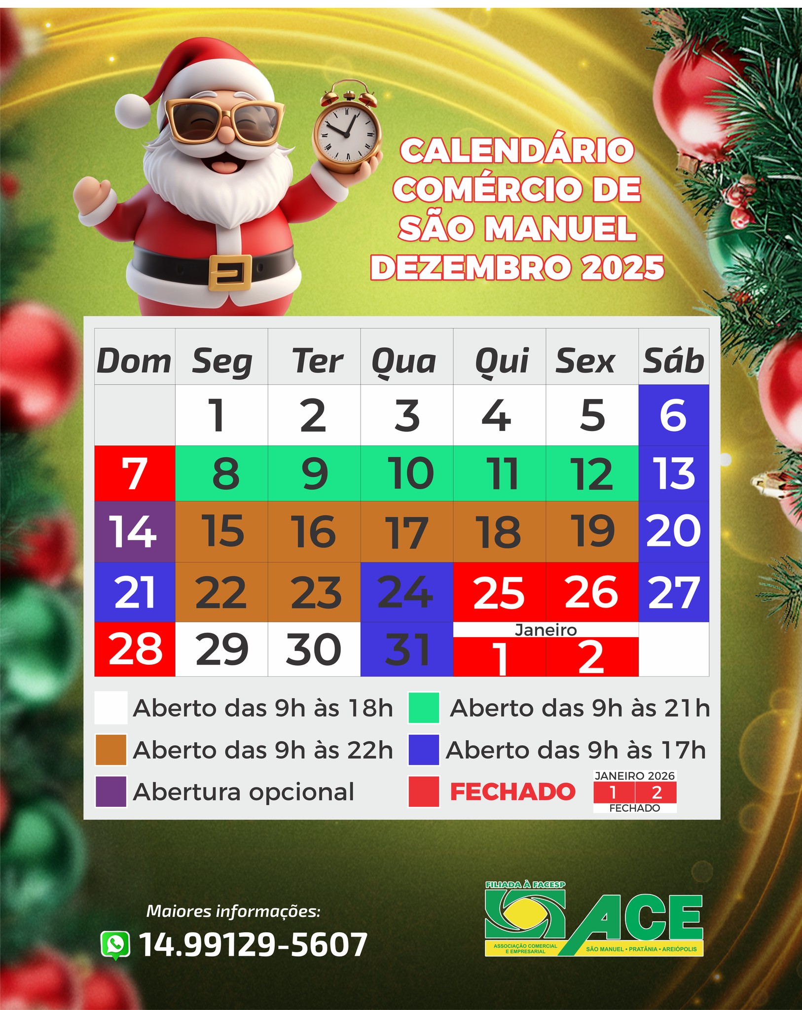 Calendário Dezembro 2025