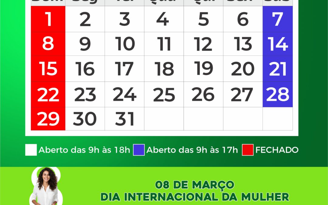 Calendário Março 2026