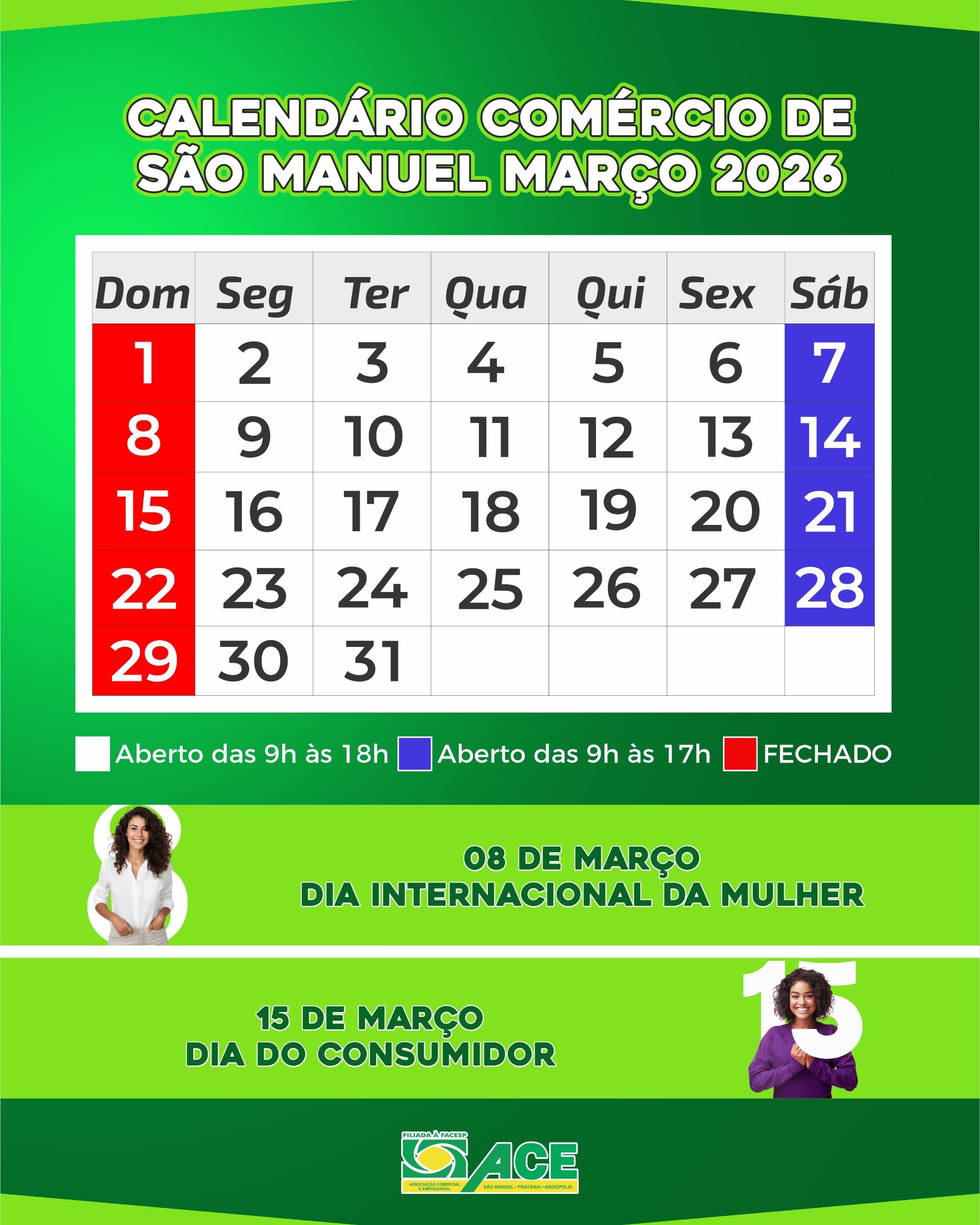 Calendário Março 2026