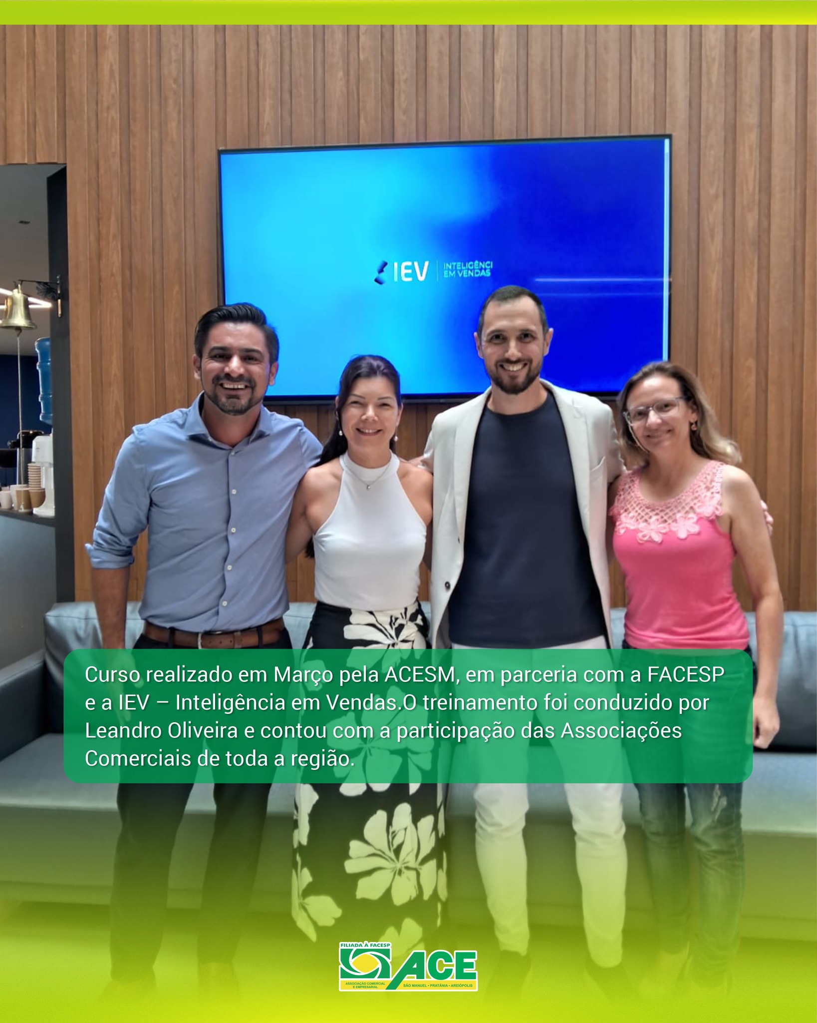 Curso Inteligência em Vendas em parceria com Facesp e IEV