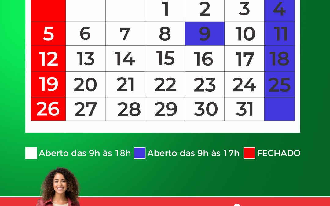 Calendário do Comércio de Julho 2026