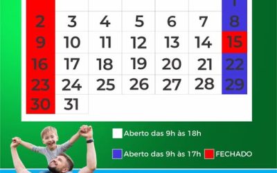 Calendário do Comércio de Agosto 2026