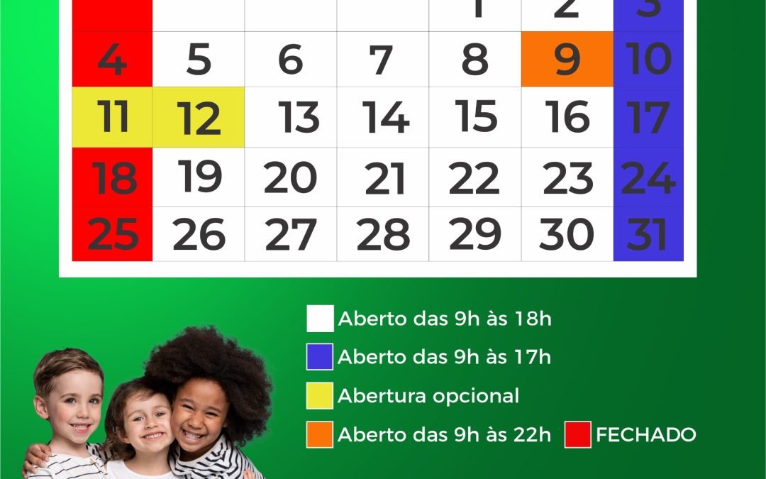 Calendário do Comércio Outubro 2026